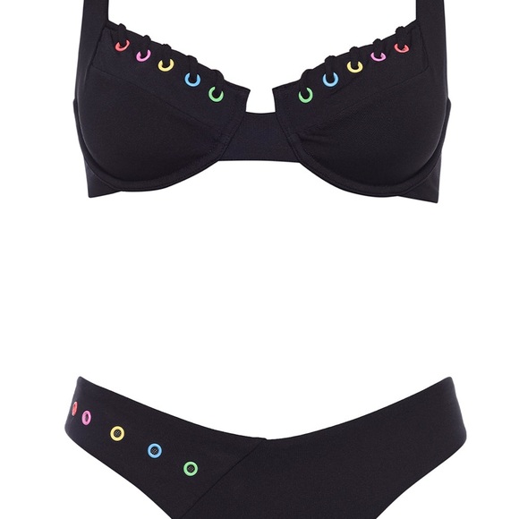 Vetchy Laguna Black Bikini with Colorful Eyelets new with tags - Picture 2 of 6